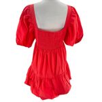 Oliphant bubble puff sleeve mini Dress Coral Cotton Vacation Sz M Red Size M Photo 2