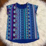 PaperMoon for stitch fix Aztec blue blouse sz M Photo 0