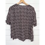 Treasure & Bond Womens Blouse Size S Multi Geometric V-Neck Shirred Oversized Photo 2