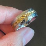 8mm gold center silver men ring Photo 5