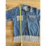 Vintage 90s Denim Shirt L Botton Down Blue 100% Cotton embroidered Details Size L Photo 3