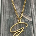 Letter G Cursive Initial Necklace Gold Photo 2