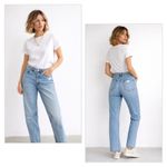 H&M  High Waisted Straight Leg Button Fly Jeans Photo 1