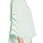 Fridaze Blouse Teal Ripple Tide Linen Pullover Henley 3/4 Ripple Slvs Sz XL NWT Blue Photo 6