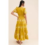 Anthropologie The Somerset Maxi Dress Embroidered Edition Medium Mustard Ivory Photo 5