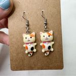Handmade Cream kitty cat  earrings Photo 1