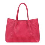 Fuchsia Lulu Dharma Woven Vegan Leather Tote NWOT Pink Photo 3