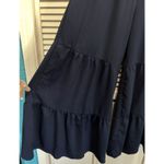 SheIn Navy Wide Leg Pants High Rise Tiered Ruffle Size 0XL Flowy Elastic Waist Photo 2