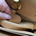 Gucci Vintage Authentic 90’s Leather Bamboo Canvas Shoulder Tan Preppy Classic Photo 11