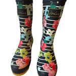 Joules Rain Boots Mid Calf Molly Welly Stripe Floral Size US: 8 UK: 6 Blue Photo 1