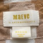 Maeve Anthropologie Brown White Plaid Button-Up Shirt M Oversized Long Sleeve Photo 9