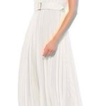 Mac Duggal NEW Pleated Cap Sleeve Belted A-line Midi Dress Gown Whiteb Photo 0