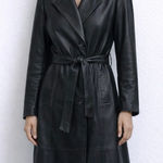 Vintage Winlit Butter Leather Belted Trench Coat Small Black Photo 0