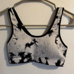 JC Penney Coundaries Womens S S Ribbed Tie Dye Sports Bra Black White Photo 0
