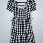 Madewell New  Black & White Gingham Square-Neck Tiered Mini Dress Size XS Photo 1