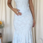 House Of CB  Cesca Floral Ruched High-Low Corset Dress in Skyride Size X-Small Photo 0