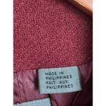 Vintage 90s Liz Wear Wool Jacket Burgundy Wine Red Classic Embroidery Boho Pink Size L Photo 3