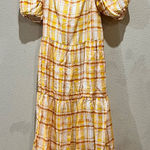 ASTR  The Label Womens Dress Size Large LLana Orange Yellow Plaid Tiered Maxi‎ Photo 0