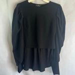 Lulu's Black Puff Sleeve Hi Low Dressy Sweater Blouse Size Small Photo 9
