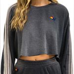 Aviator Nation  Charcoal Crop Top with Rainbow Logo Photo 0
