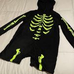 Hyde and Eek Black and Green Halloween Skeleton Footless Pajamas with Hood Size L Photo 0