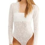 Free People Babes in Bandeaus Floral Lace Bodysuit in White Combo Size XS NWT Photo 0