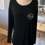 PINK - Victoria's Secret PINK Long Sleeve Black Knit Top Oversized Small Comfy Soft Shirt Photo 8