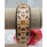Vintage Clear Lucite Foil Back Chunky Bangle Bracelet Brown Gold Spoted Design Photo 2