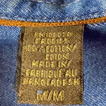 HARRITON WO SIZE M DENIM BUTTON DOWN SHIRT FLAMINGO WITH GLITTER CRYSTAL… Blue Size M Photo 8