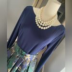 Jessica Howard Blue Green And Metallic Gold Pleated Formal Evening Gown Maxi Dress Photo 4