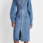 Target Women's Future Collective with Kahlana Puff Long Sleeve Zip-Front Denim Dress Photo 0