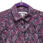 Foxcroft  NYC Geometric Button Up Blouse 10 Photo 2