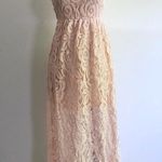 Gorgeous Pink Strapless Lace Maxi Dress Photo 0