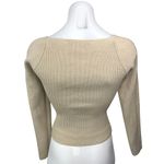 ZARA Beige Sweetheart Neck Slim Fitted Stretch Knit Long Sleeve Sweater Top S Photo 1