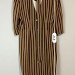 Vintage Whirlaway Frocks Women’s Pinstripe Dress Belted Tan Black Size 10P EUC Photo 7