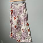 RACHEL Rachel Roy Floral Wide Leg Pants Cream Orange 100% Linen Women's Small Pink Photo 2