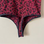 Love j  | Red Animal Print Ribbed Tank Top Thong Bodysuit Sz S/M Photo 7