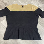 Ann Taylor Womans Blouse Top Black Petites Large Solid Short Sleeve Z-333 Photo 0