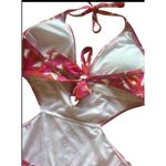 LASCANA For VENUS‎ One Piece Pink Orange Open Back Retro Floral Halter Size 12 Photo 5