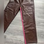 Lisa Says Gah Chocolate Brown Faux Leather Straight Leg Pants Size M/L Photo 5
