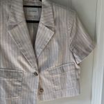 Banana Republic  Black and Cream Striped Linen/Cotton Blazer Photo 4