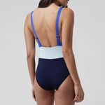 Athleta Coastline One Piece Swimsuit Cerulean Blue Colorblock Size Large Swim Photo 3