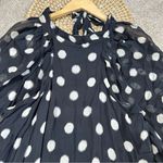 Maeve  by Anthropologie Mini Dress Sheer Polka Dot Open Back Longsleeve Black S Photo 3