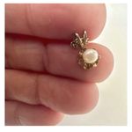 Gold tone dainty faux pearl pendant necklace Photo 4