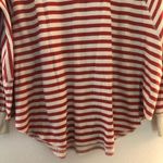 Free People We The Free Top  Red & Cream Striped Oversized Waffleknit Sz L EUC Photo 4