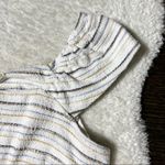 Rewind Juniors Stripe Button Cap Sleeve Crop Top Photo 2