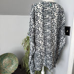 Z&L Europe Kaftan Swim Coverup Free Size Batik Print Tassels Embroidered Gray Photo 5