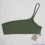 NEW Free People x Toast signature one shoulder bikini‎ top in dark green, XL Green Photo 2