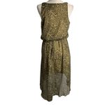 Leopard Print High Low Hem Mini Dress M Brown Sleeveless Elastic Waist Lined Size M Photo 3