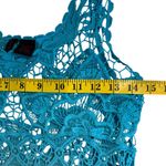 Womens Boho Open Knit Crochet Tank Top Sz L Lace Beach Resort Festival Coachella Blue Size L Photo 4